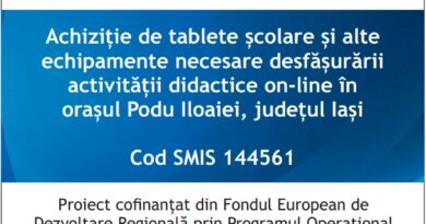 Informatii cu privire contractele de achizitie incheiate in cadrul proiectului „Achiziție de tablete școlare și alte echipamente necesare desfășurării activității didactice on-line în orașul Podu Iloaiei, județul Iași” Cod SMIS 2014+ 144561 Informatii cu privire contractele de achizitie incheiate in cadrul proiectului „Achiziție de tablete școlare și alte echipamente necesare desfășurării activității didactice on-line în orașul Podu Iloaiei, județul Iași” Cod SMIS 2014+ 144561